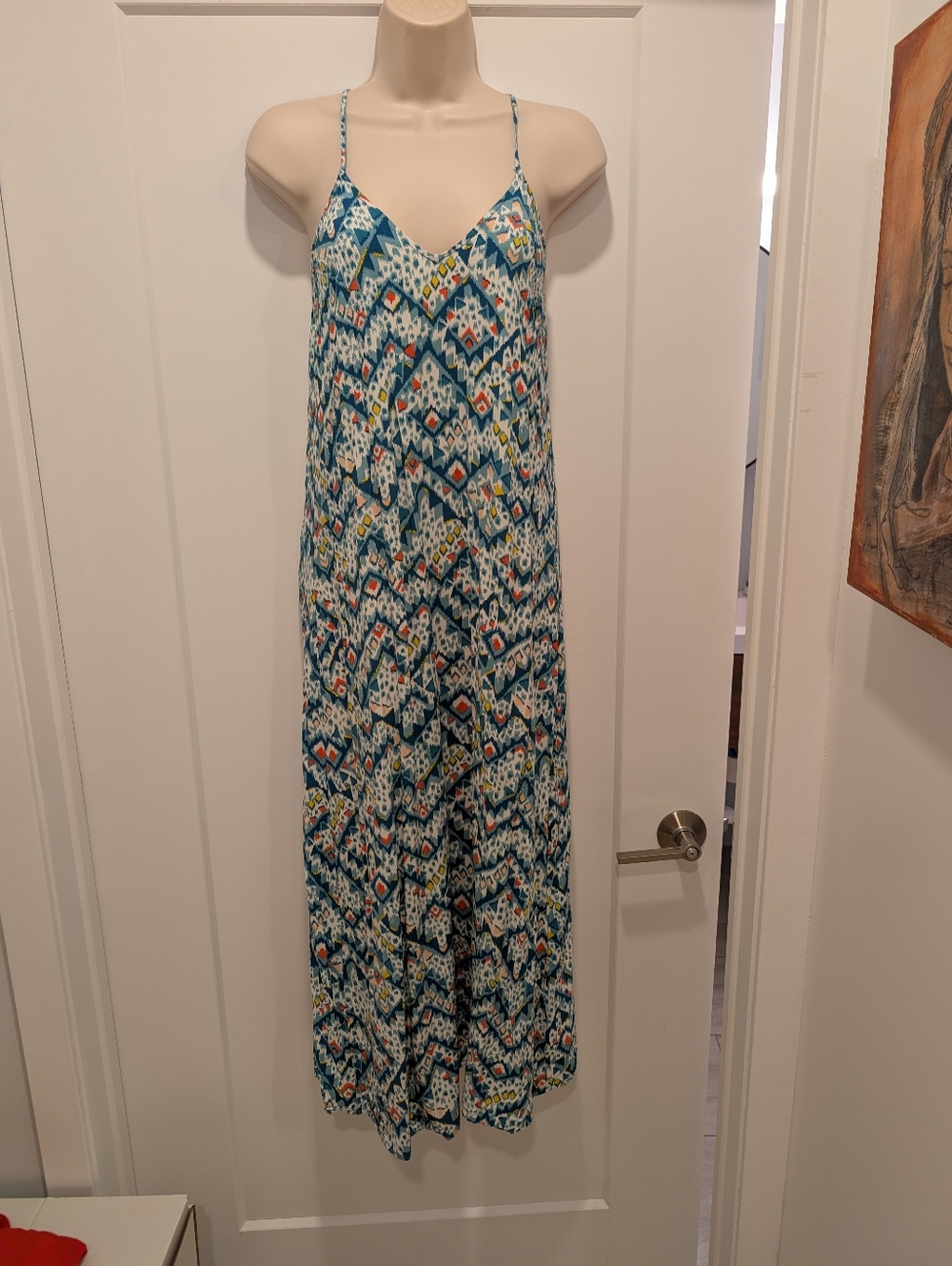 Old Navy Teal Patterned Spaghetti-Strap Maxi Skirt